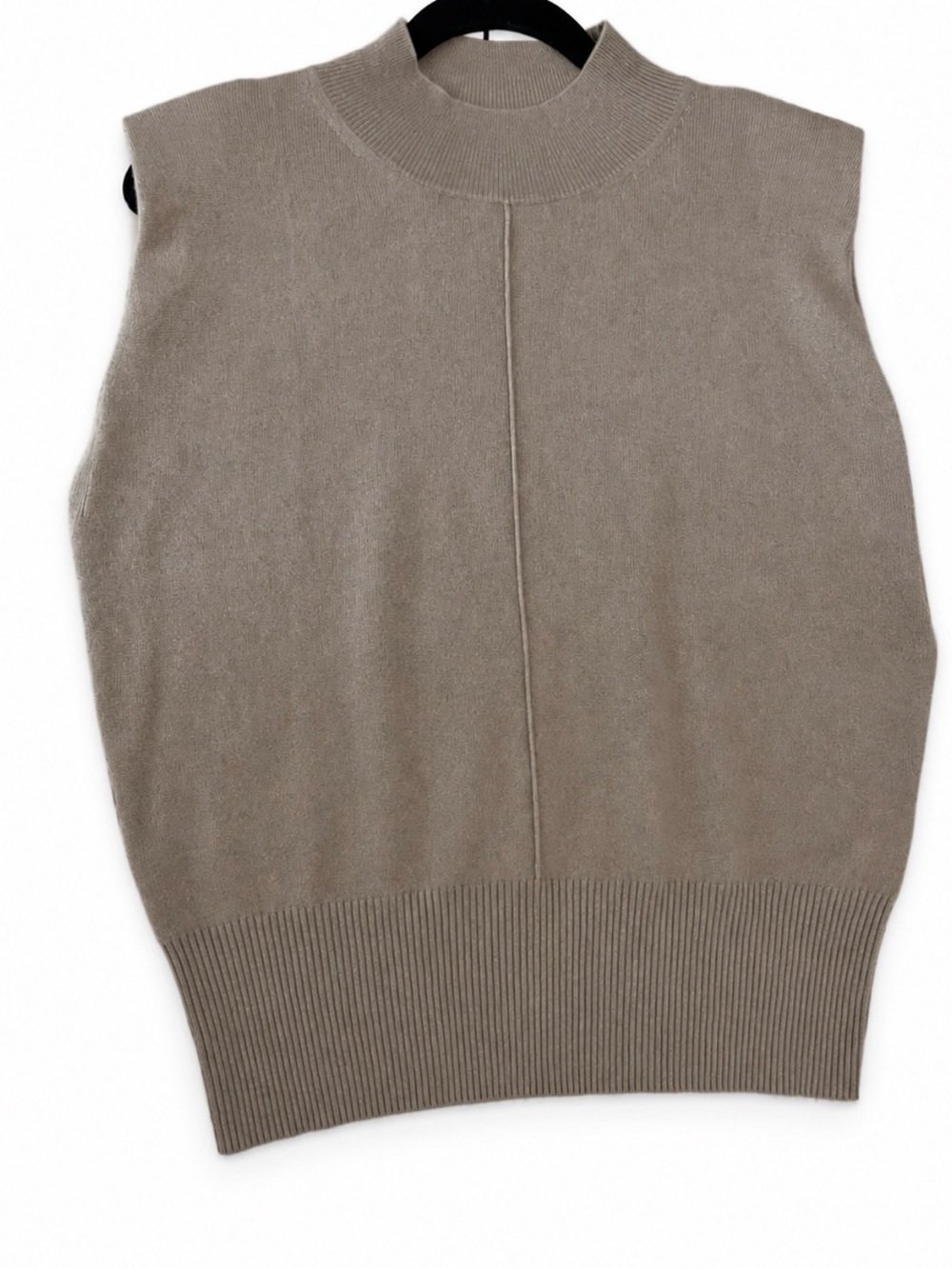 Quince 100% Cashmere Mock Neck Sweater Vest Size M Taupe Brown